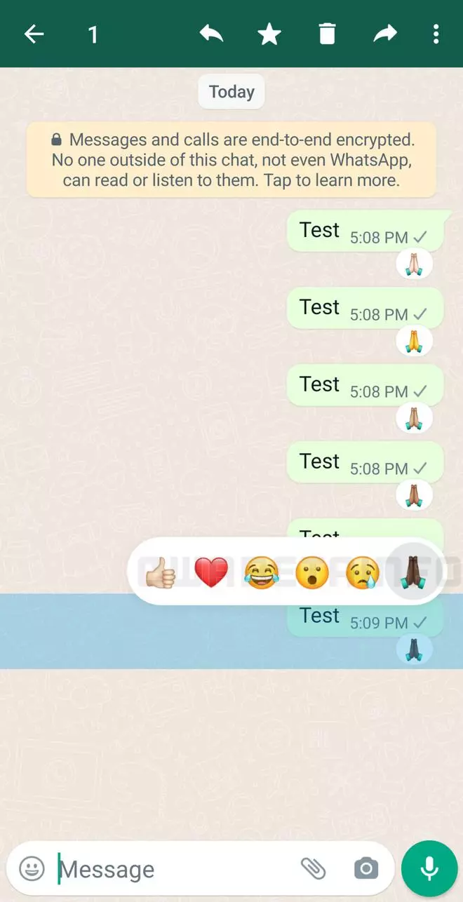 WhatsApp skin tone emojis for reactions