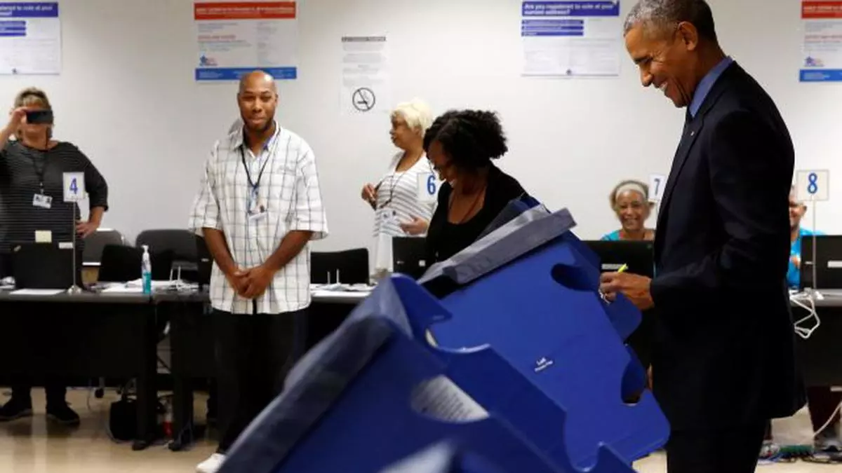 President Obama Casts Early Vote In Chicago The Hindu Businessline